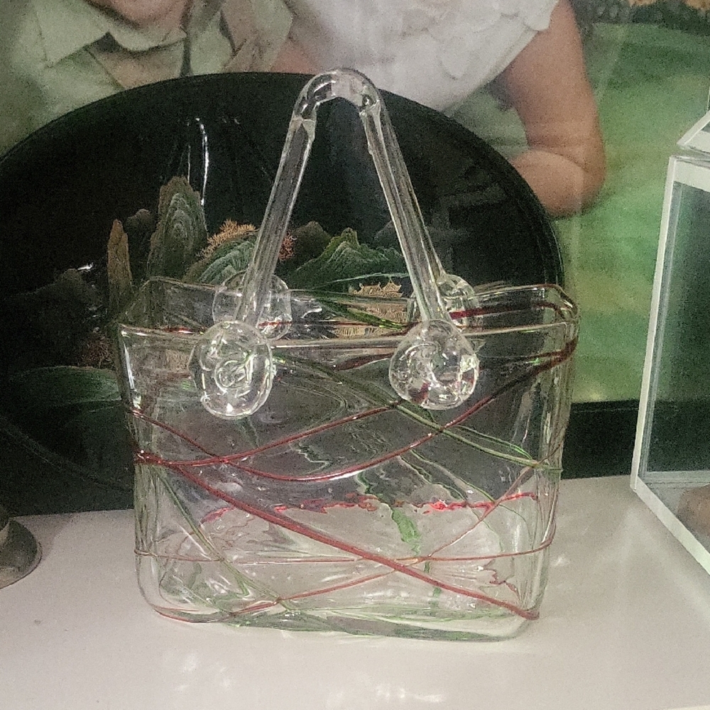 Handblown Glass Bag Style Vase.